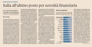 Italia all'ultimo posto per serenità finanziaria